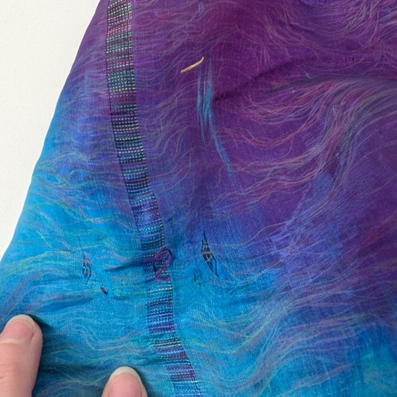 Tie Dyed Rectangular Scarf Mesh Transparent Natural Fibres Sheer - Picture 15 of 16